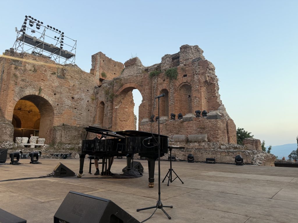 Bryan Adams Stage is ready for its Bare Bones Show at the Theatre Antico in Taormina Sicily